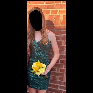 Emerald Green Sequin Homecoming Dress